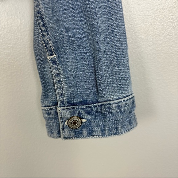 Abercrombie & Fitch Jean Jacket Womens Small Blue Cropped Distressed Denim Y2K - Picture 7 of 11